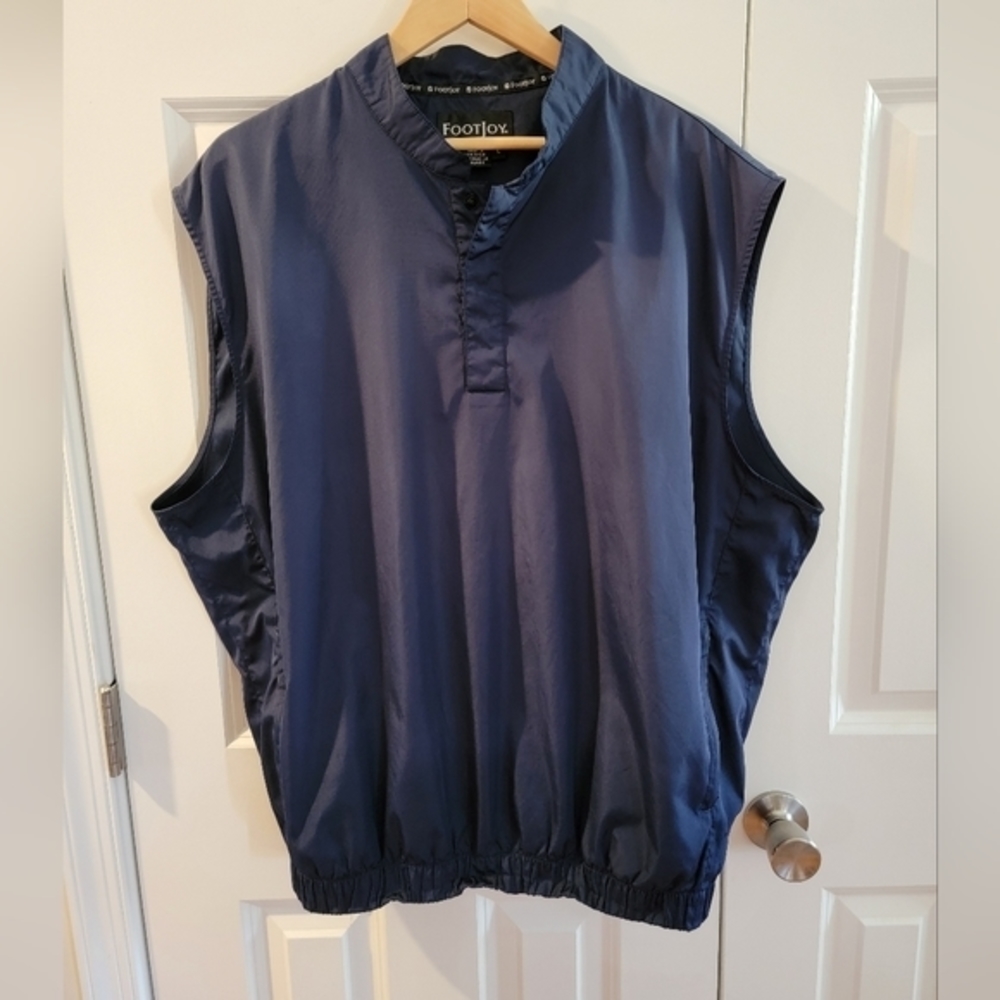 FootJoy Navy Blue 1/4 Snap Golf‎ Windbreaker Vest Large EUC